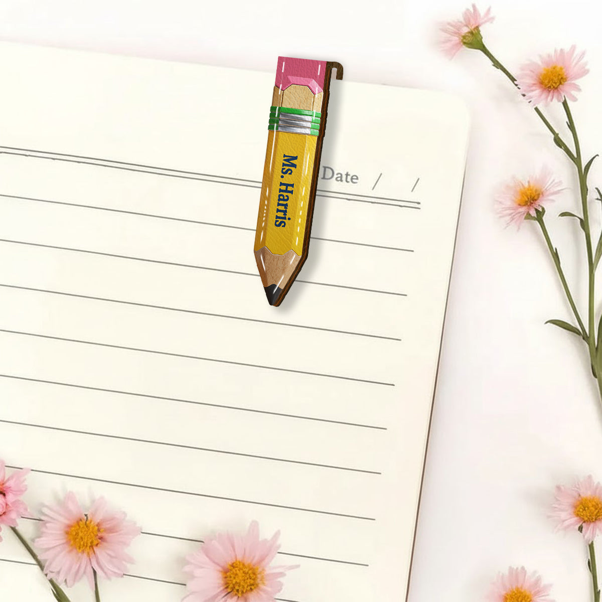 Pencil-Shaped Teacher Gift - Personalized Teacher Shaped Magnetic Bookmark