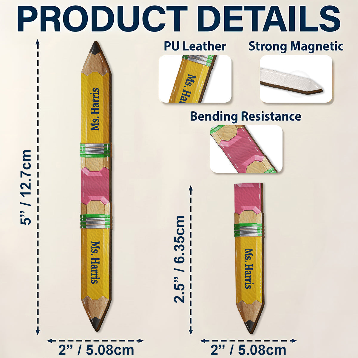 Pencil-Shaped Teacher Gift - Personalized Teacher Shaped Magnetic Bookmark