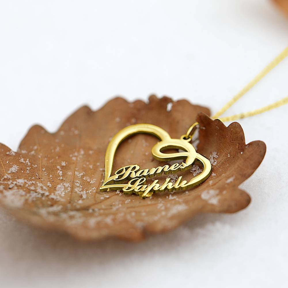 Personalized Couple Overlapping Heart Two Names Necklace