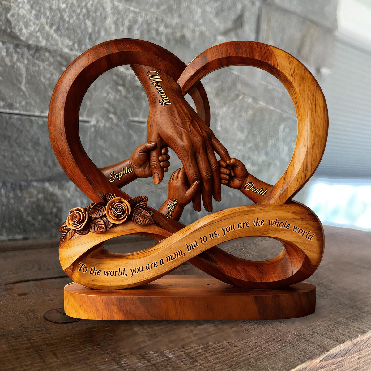 You Are The World To Us - Personalized Mother Custom Shaped Wood Plaque