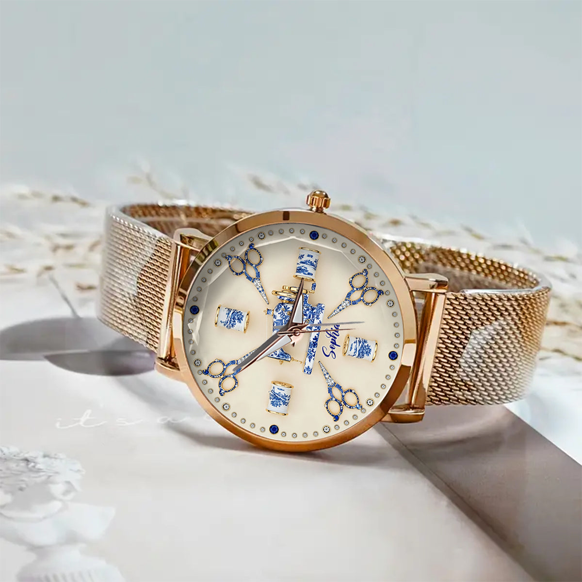 Sewing Toile de Jouy - Personalized Sewing Women Hand Watch