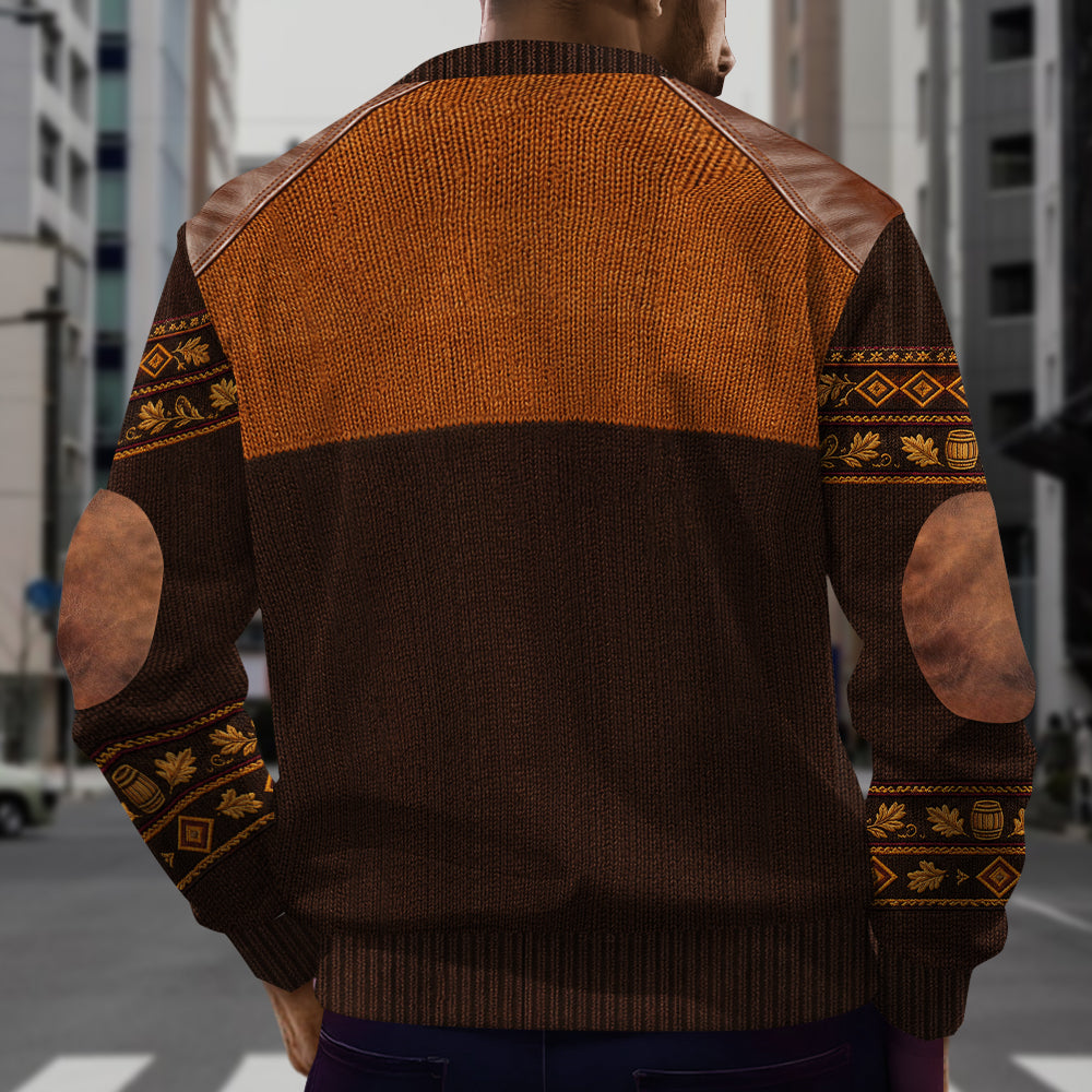 Whiskey And Cigar - Personalized Whisky Men Zip-Up Sweatshirt