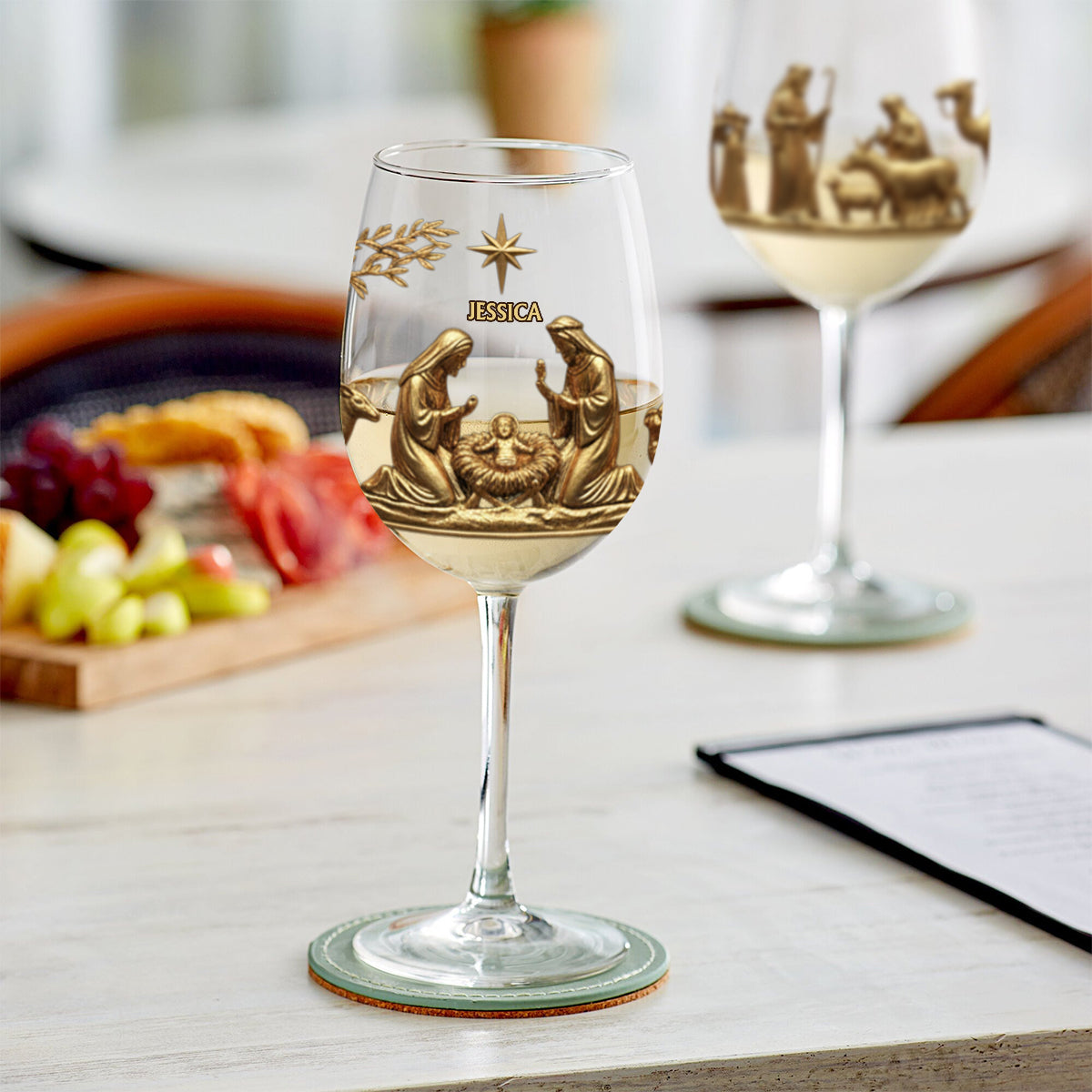 The Holy Night - Personalized Christian Wine Glass With Long Stem