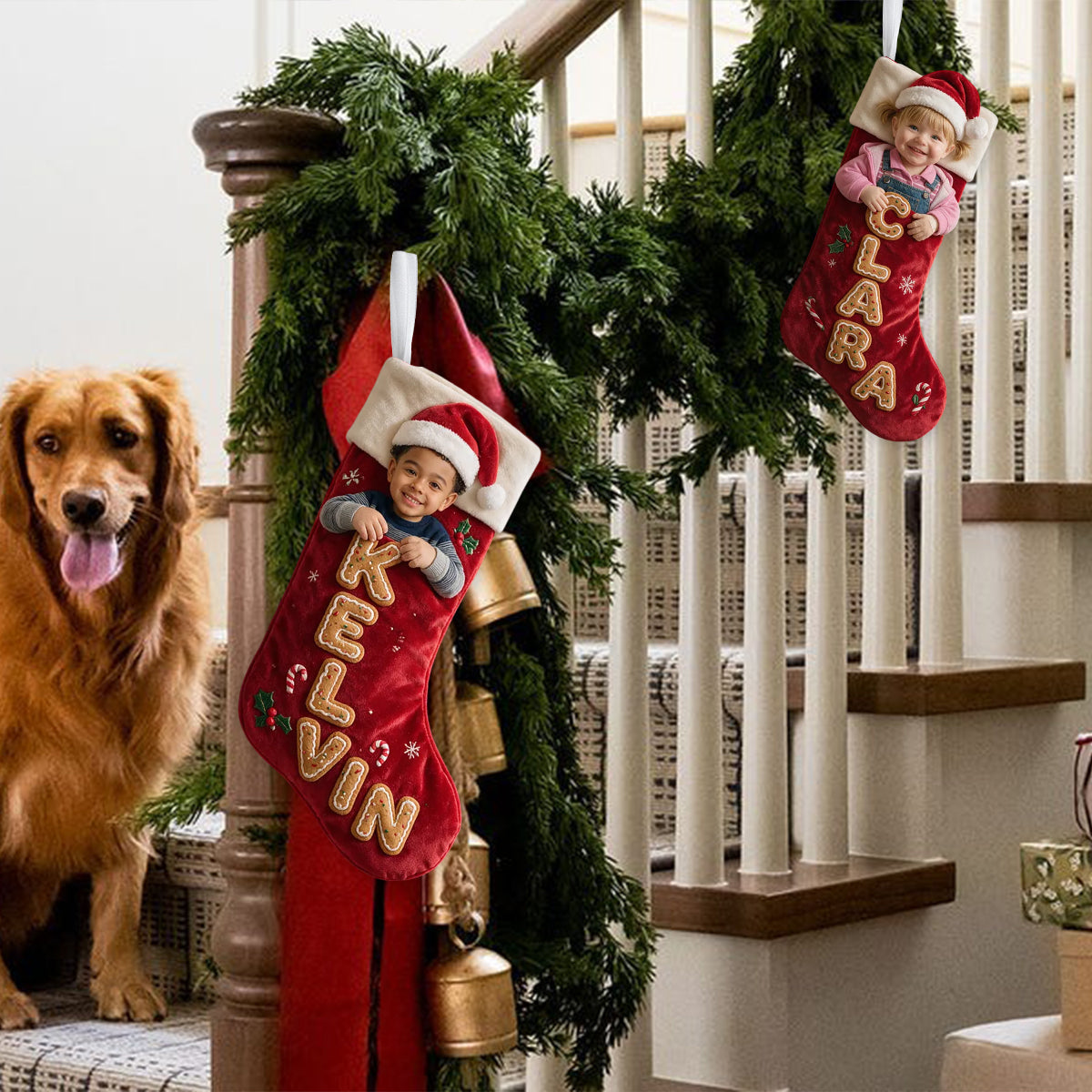 Have A Holly Jolly Christmas - Personalized Family Shaped Christmas Stocking