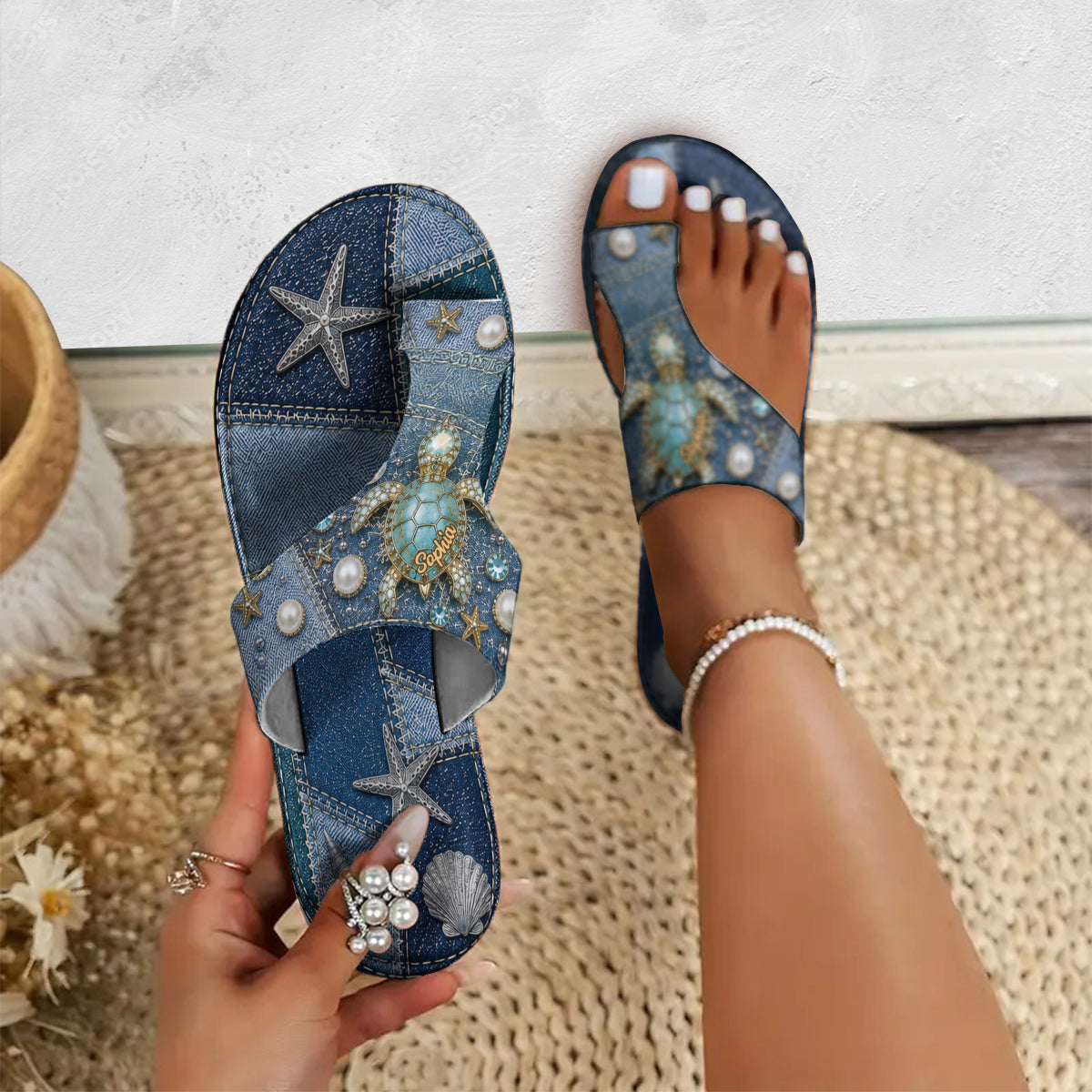 Love Turtle Summer Gift - Personalized Turtle Open Toe Sandals
