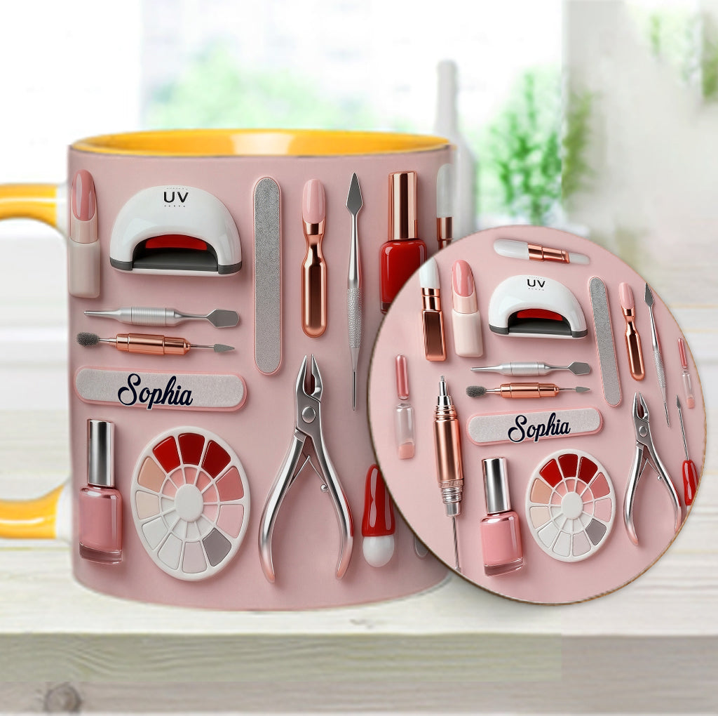 Nail Tech - Personalized Nail Salon Accent Mug & Coaster