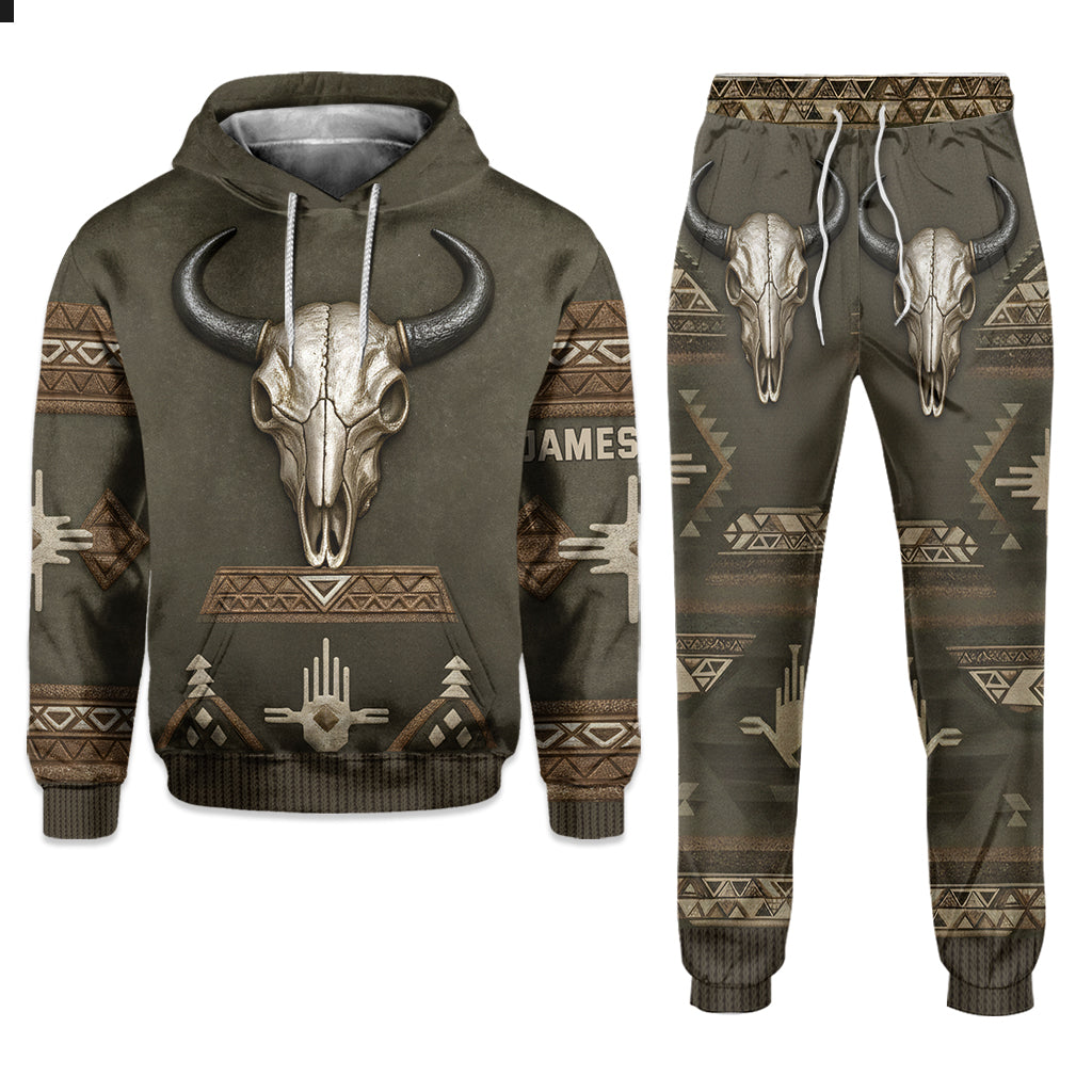 Skull Tribal, Native American Pattern - Personalized American Indian Hoodie and Sweatpants