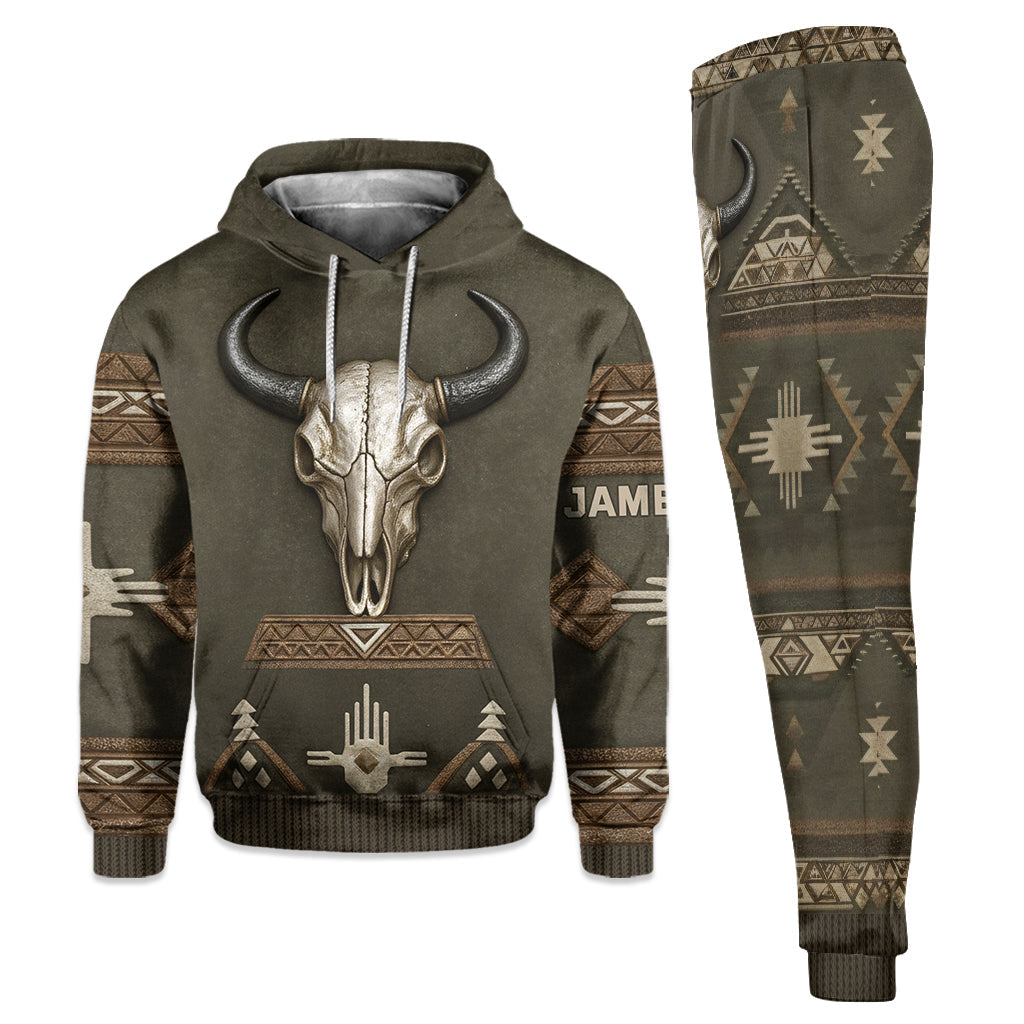 Skull Tribal, Native American Pattern - Personalized American Indian Hoodie and Sweatpants