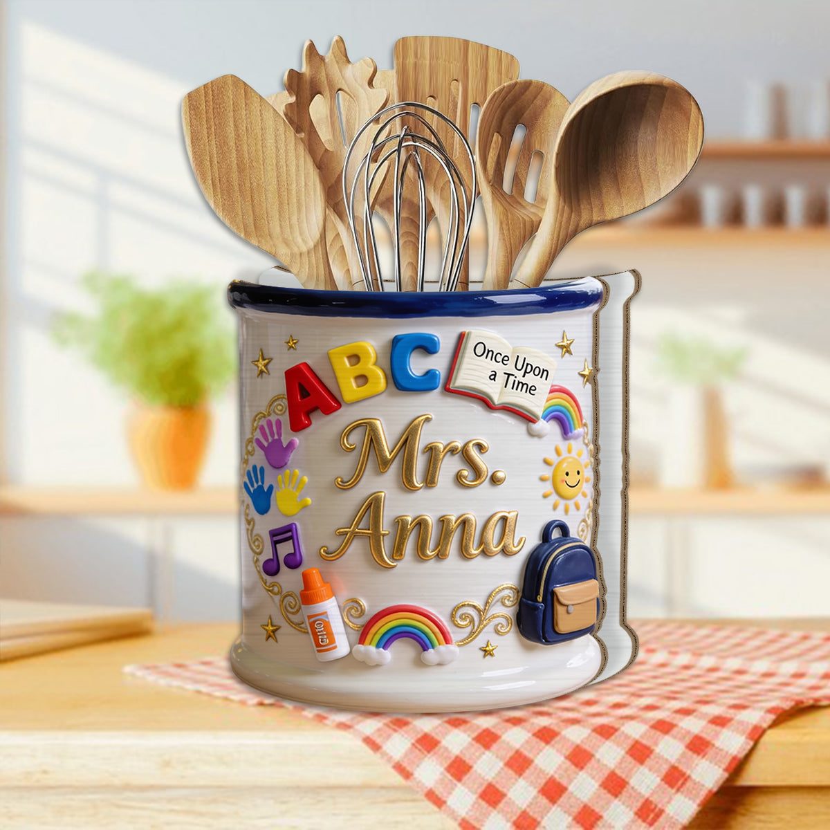 Teacher Gifts - Personalized Teacher Wooden Desk Organizer
