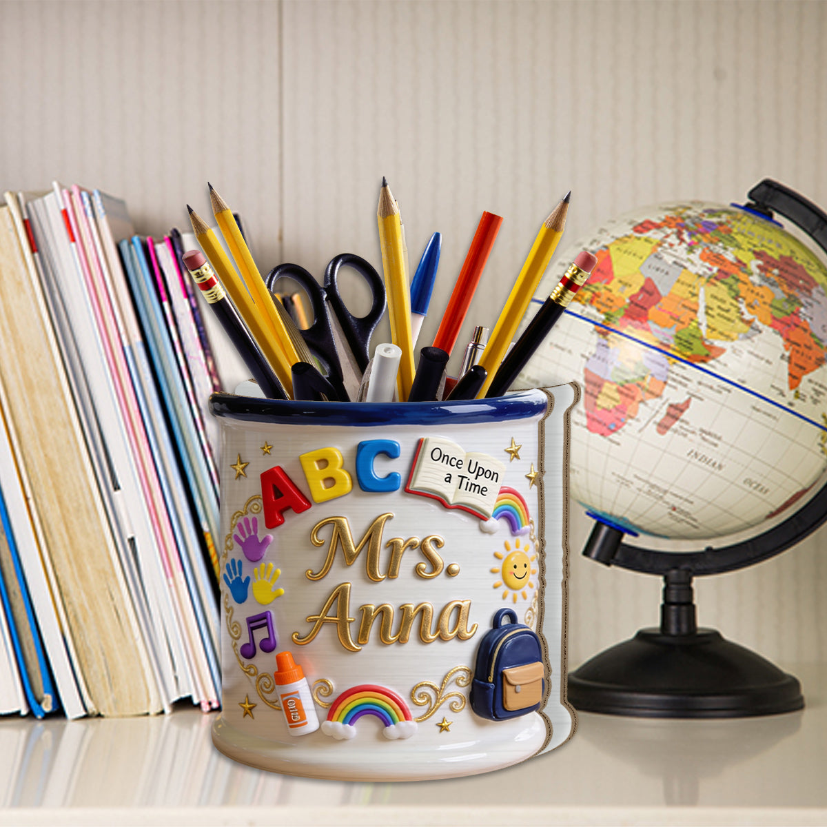 Teacher Gifts - Personalized Teacher Wooden Desk Organizer