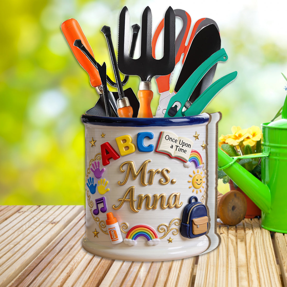 Teacher Gifts - Personalized Teacher Wooden Desk Organizer