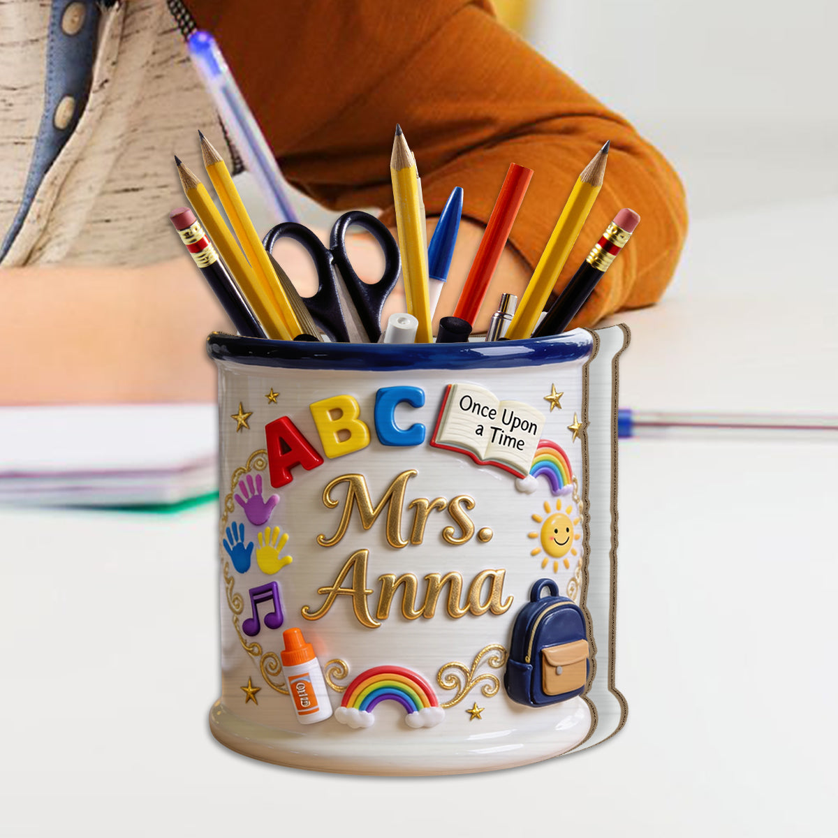Teacher Gifts - Personalized Teacher Wooden Desk Organizer