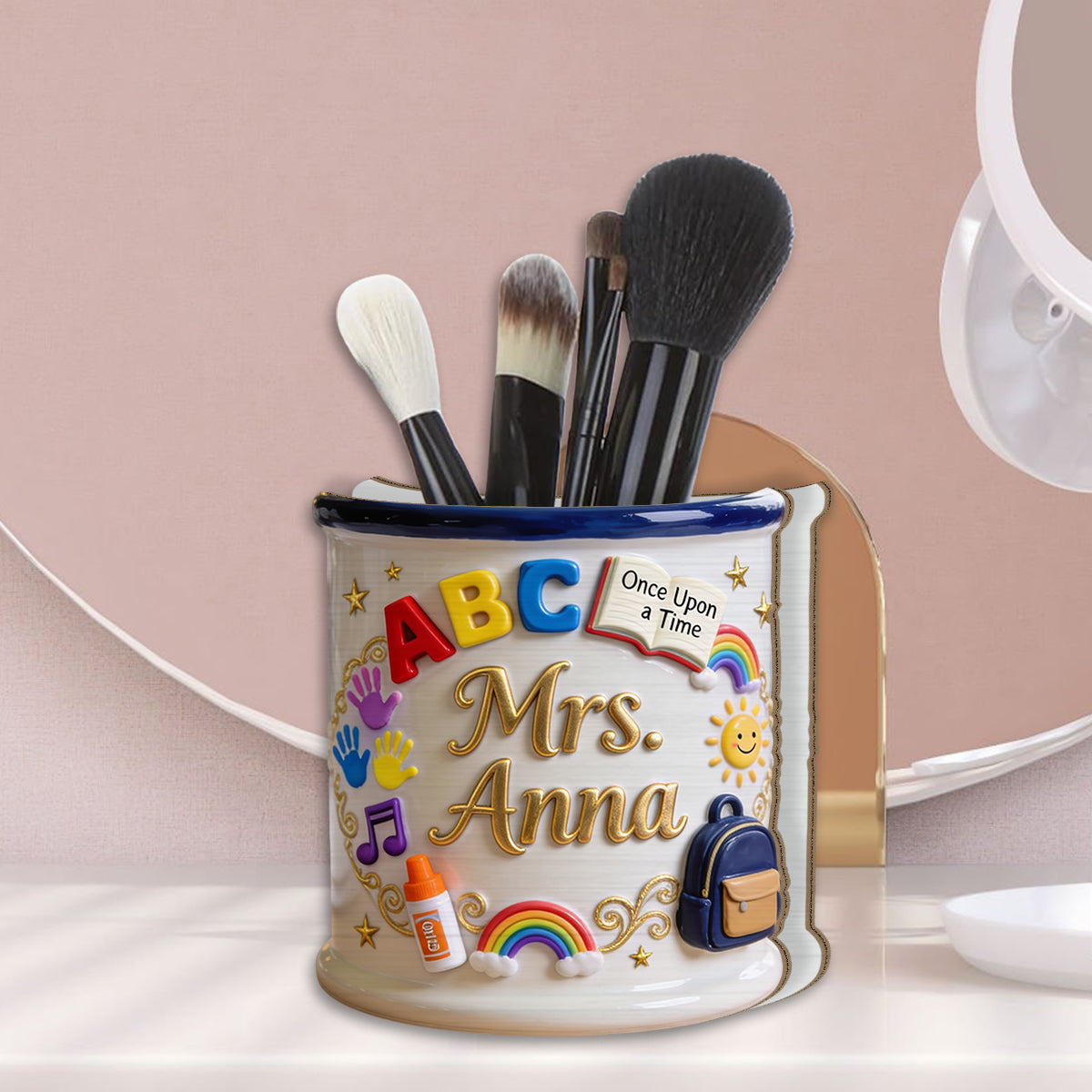 Teacher Gifts - Personalized Teacher Wooden Desk Organizer