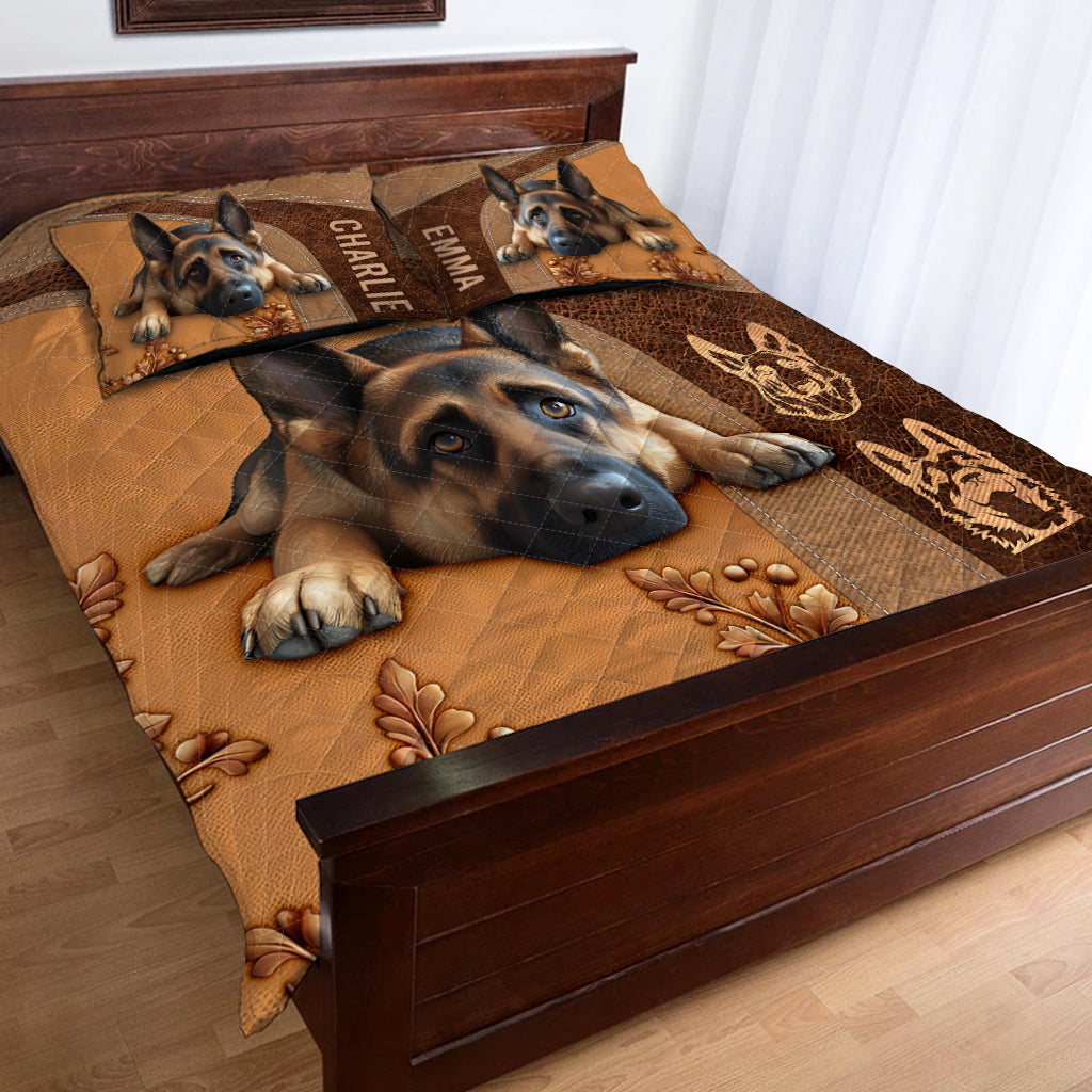 Sleeping German Shepherd - Personalized Dog Quilt Set