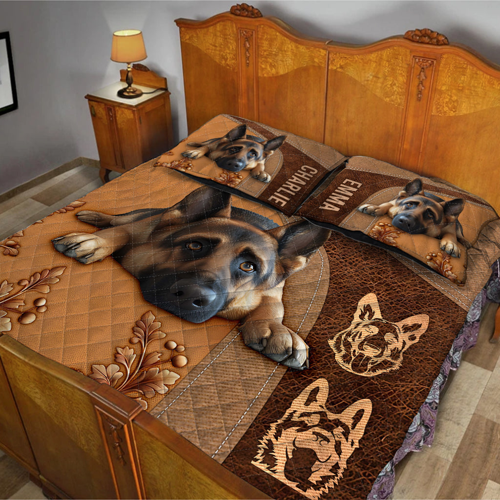 Sleeping German Shepherd - Personalized Dog Quilt Set
