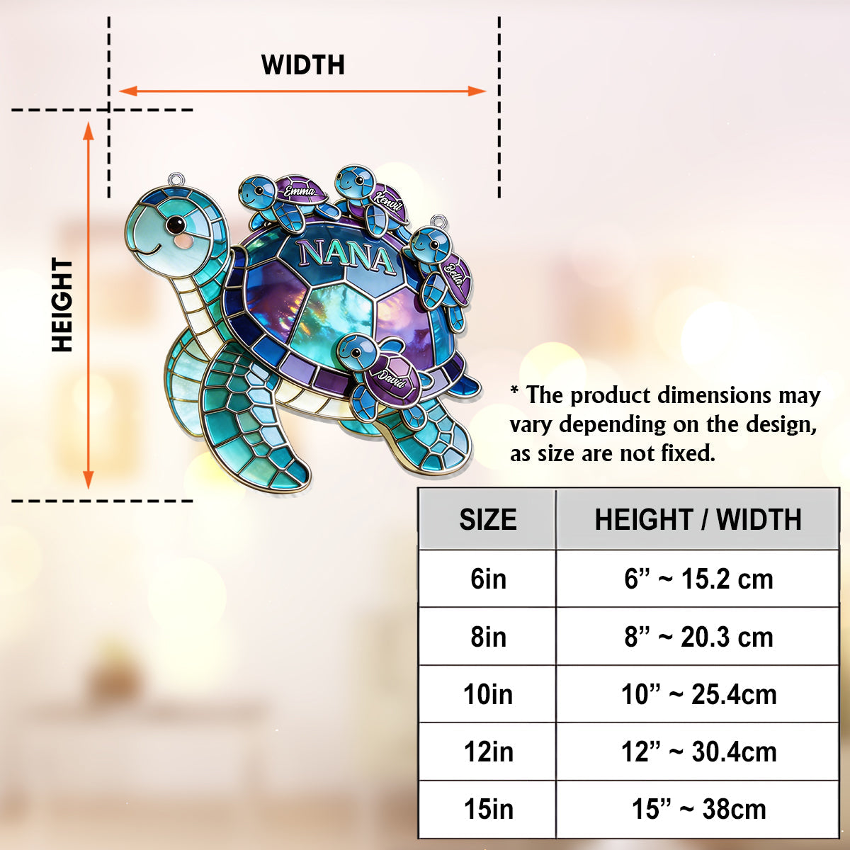 Nana Turtle Gift For Mom, Grandma - Personalized Grandma Window Hanging Suncatcher Ornament