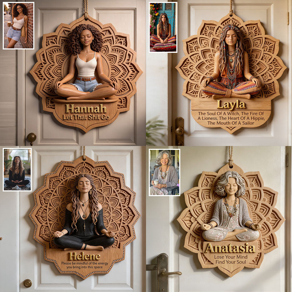 Soul Mandala Meditation - Personalized Hippie Custom Shaped Wood Sign