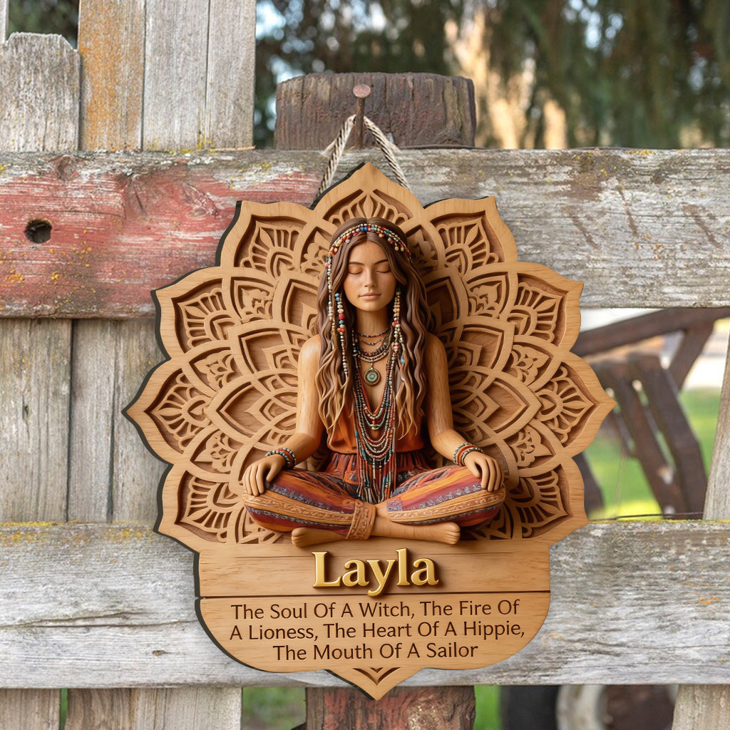 Soul Mandala Meditation - Personalized Hippie Custom Shaped Wood Sign