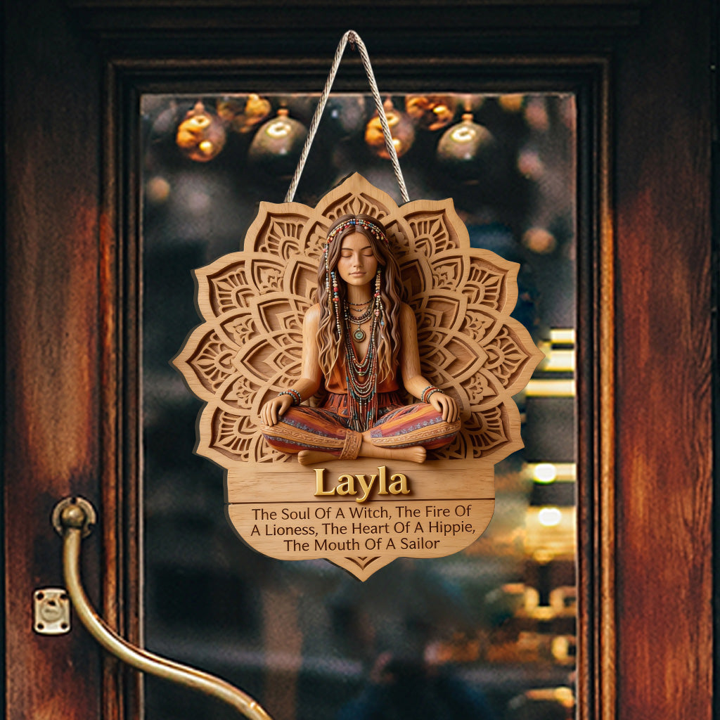 Soul Mandala Meditation - Personalized Hippie Custom Shaped Wood Sign