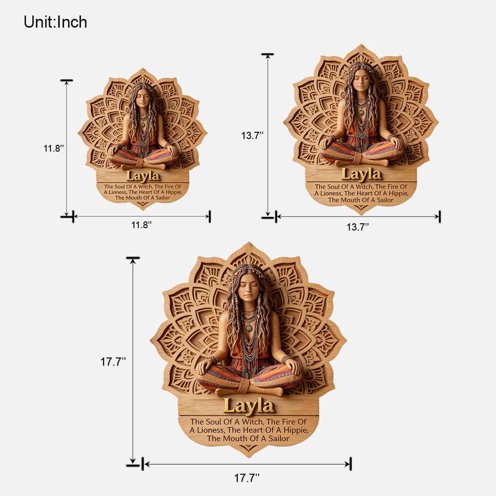 Soul Mandala Meditation - Personalized Hippie Custom Shaped Wood Sign