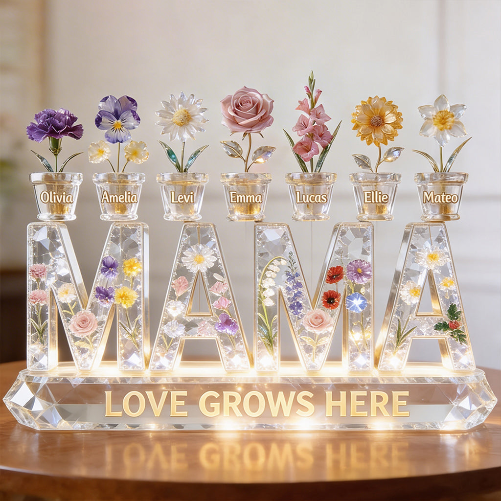 Love Grows In Grandma's Garden - Personalized Grandma Custom Shaped Acrylic Plaque
