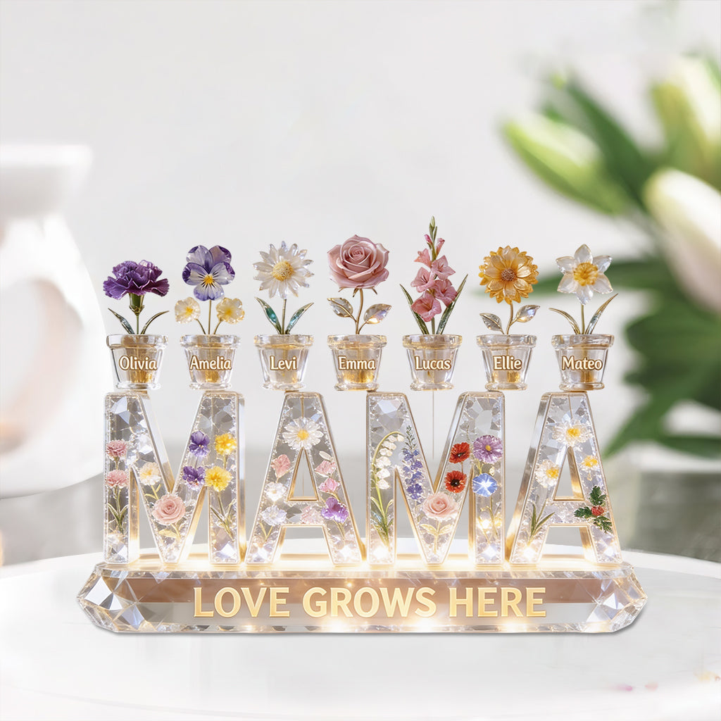 Love Grows In Grandma's Garden - Personalized Grandma Custom Shaped Acrylic Plaque