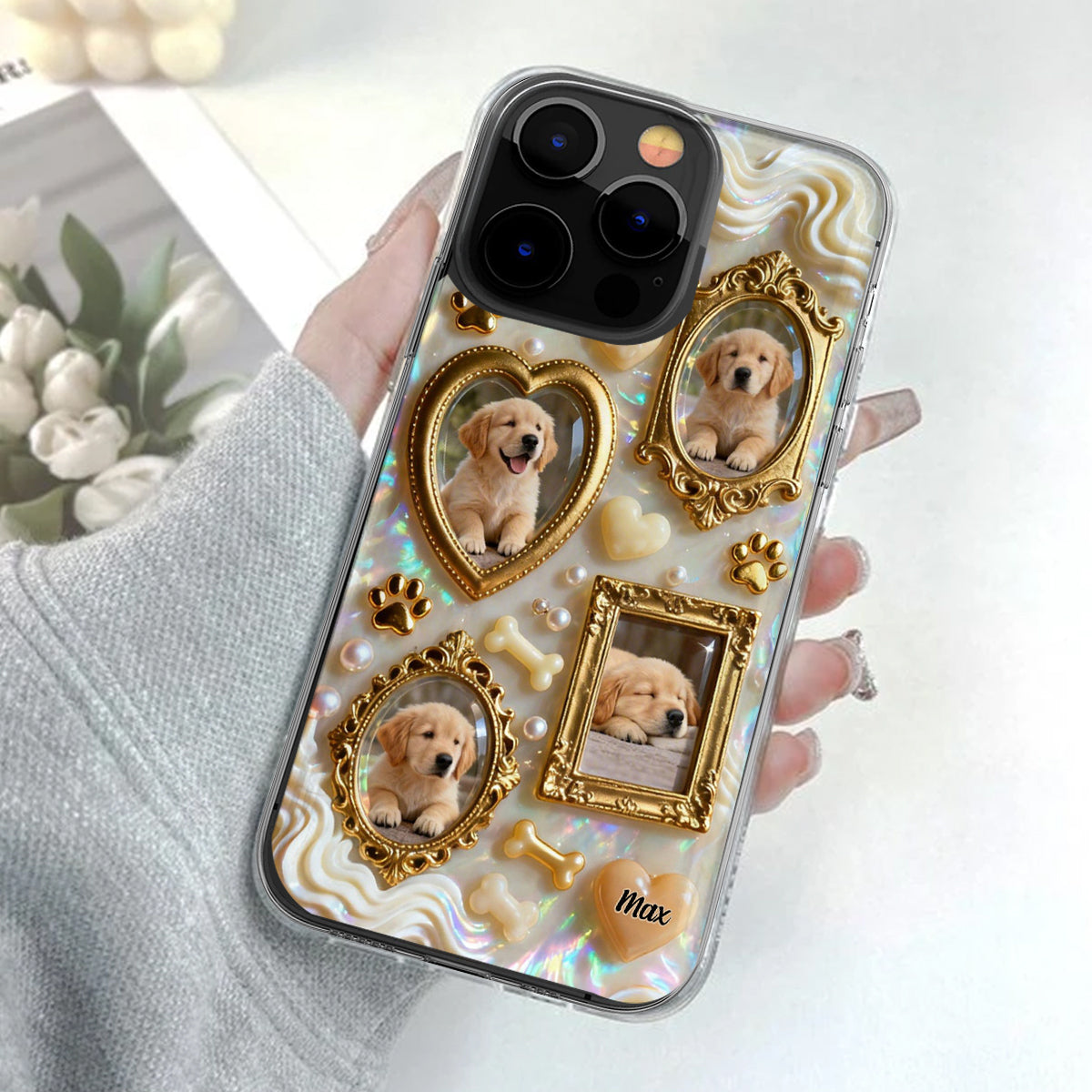 The Golden Gallery Case - Personalized Dog Clear Phone Case