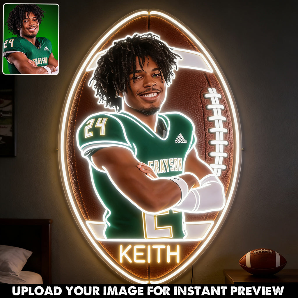 Room Decor For Football Player - Personalized Football LED Light Acrylic Sign