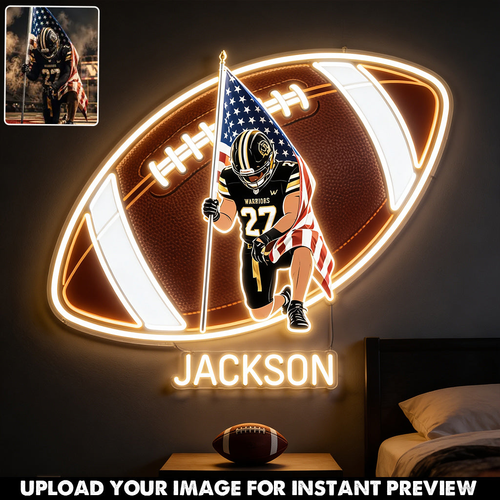 Room Decor For Football Player - Personalized Football LED Light Acrylic Sign