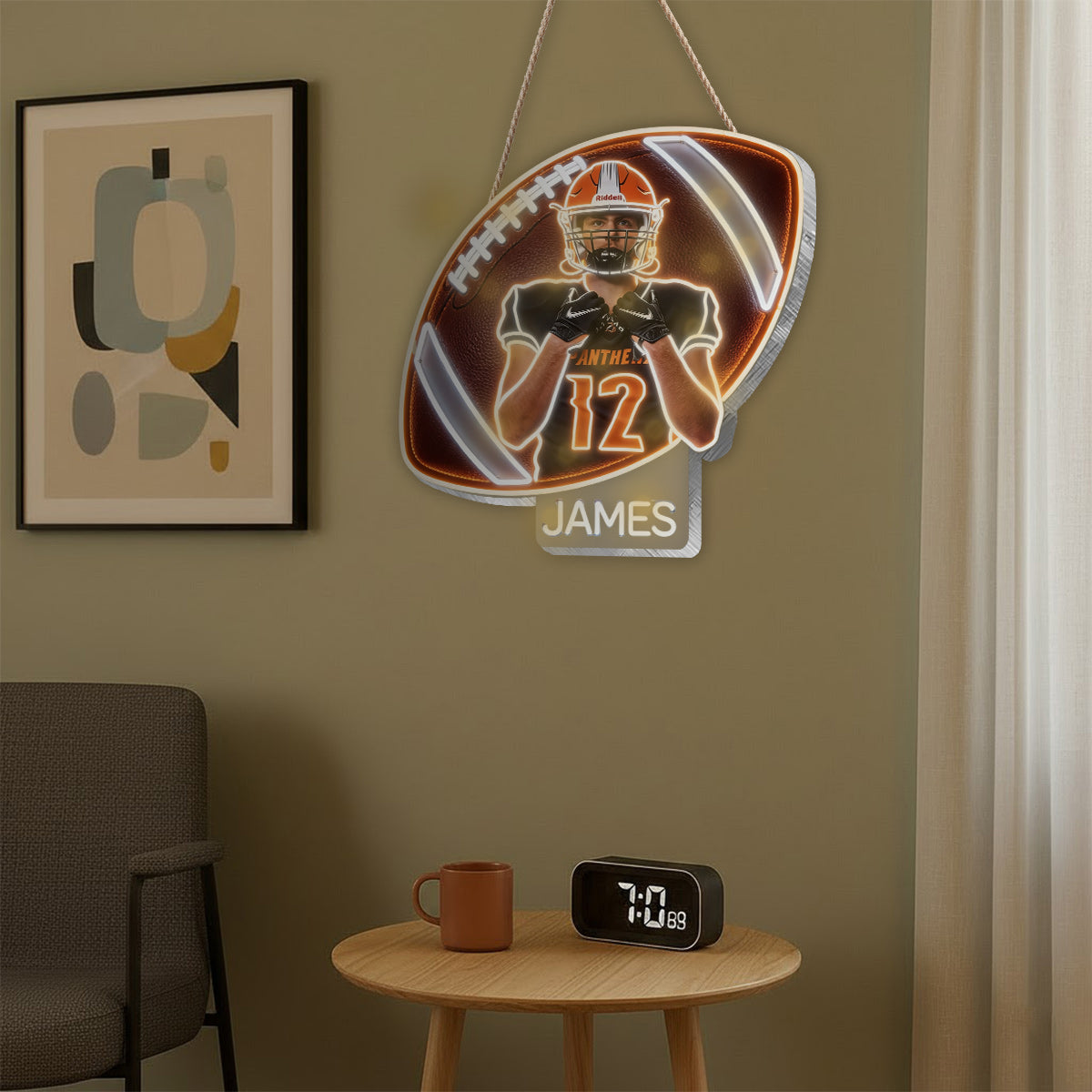 Room Decor For Football Player - Personalized Football LED Light Acrylic Sign