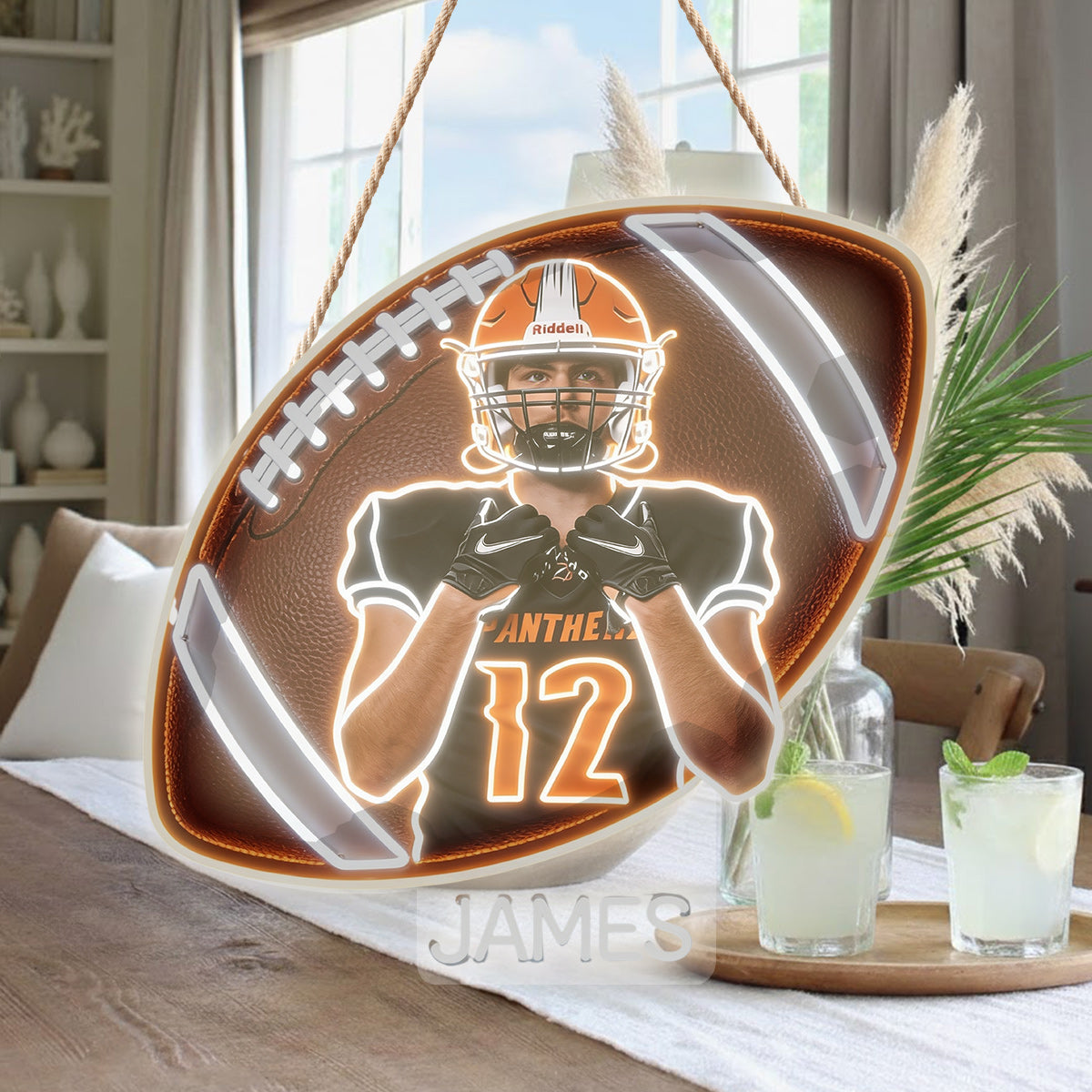 Room Decor For Football Player - Personalized Football LED Light Acrylic Sign