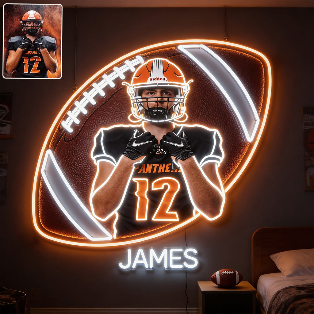 Room Decor For Football Player - Personalized Football LED Light Acrylic Sign