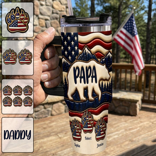 Proud Papa - Personalized Father Tumbler With Handle