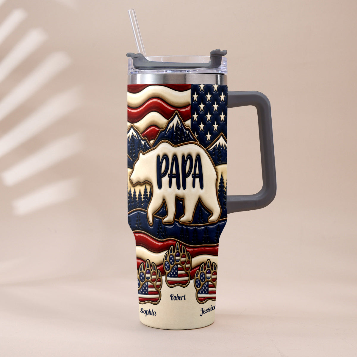 Proud Papa - Personalized Father Tumbler With Handle
