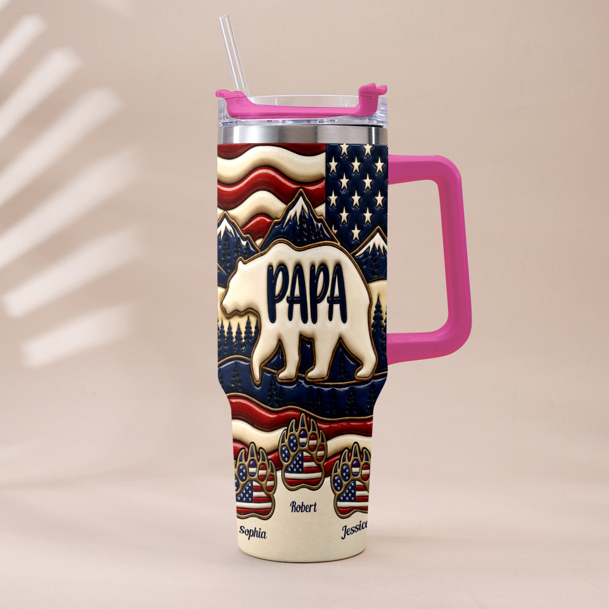Proud Papa - Personalized Father Tumbler With Handle