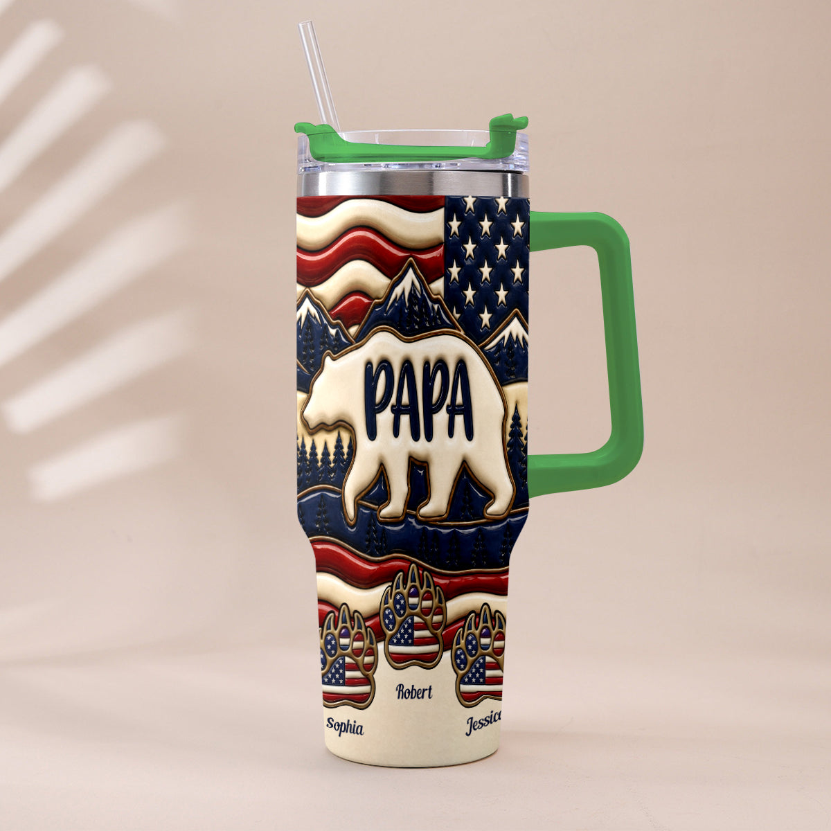 Proud Papa - Personalized Father Tumbler With Handle