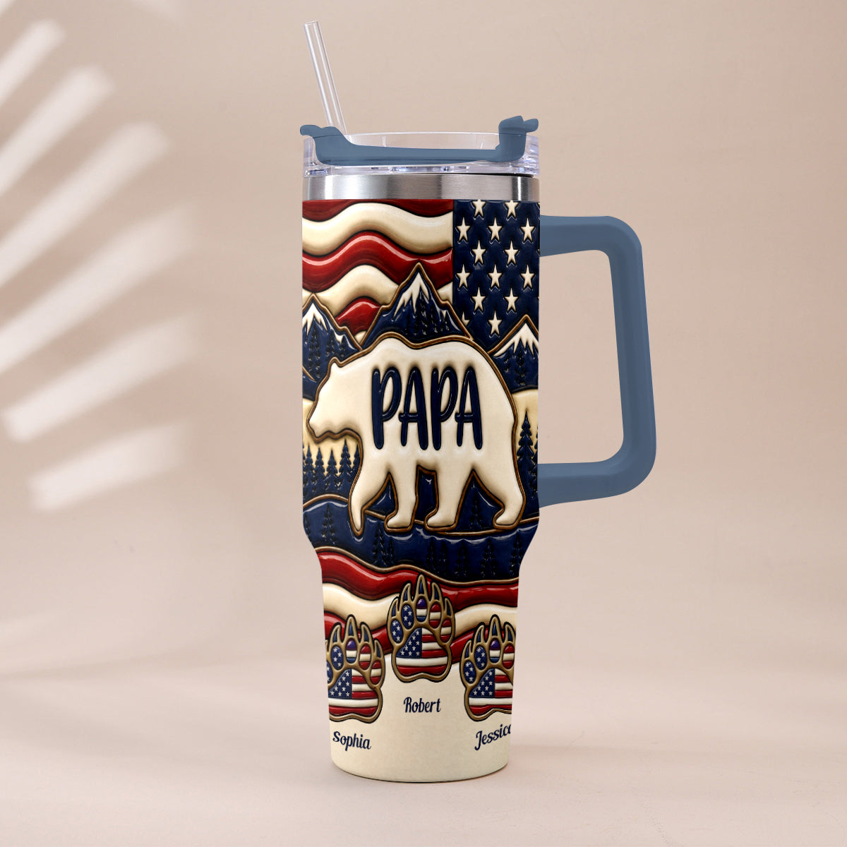 Proud Papa - Personalized Father Tumbler With Handle