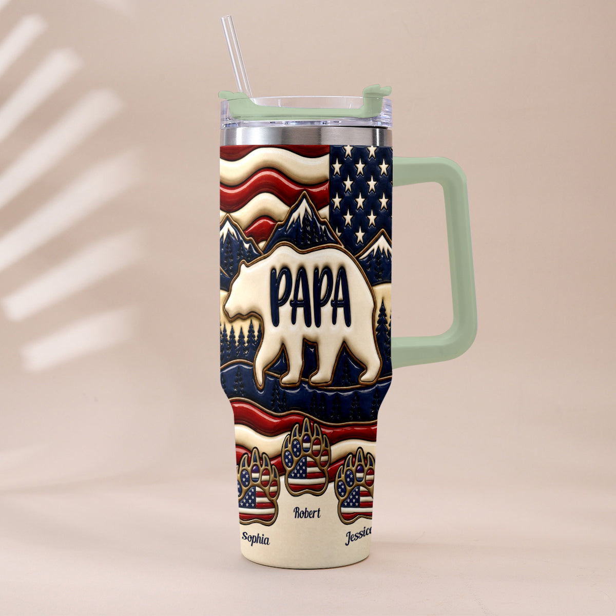 Proud Papa - Personalized Father Tumbler With Handle