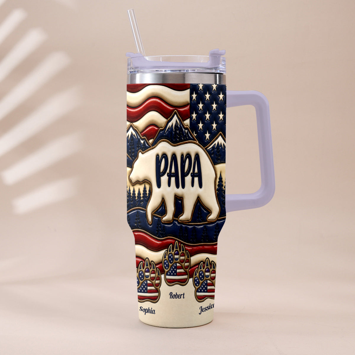 Proud Papa - Personalized Father Tumbler With Handle