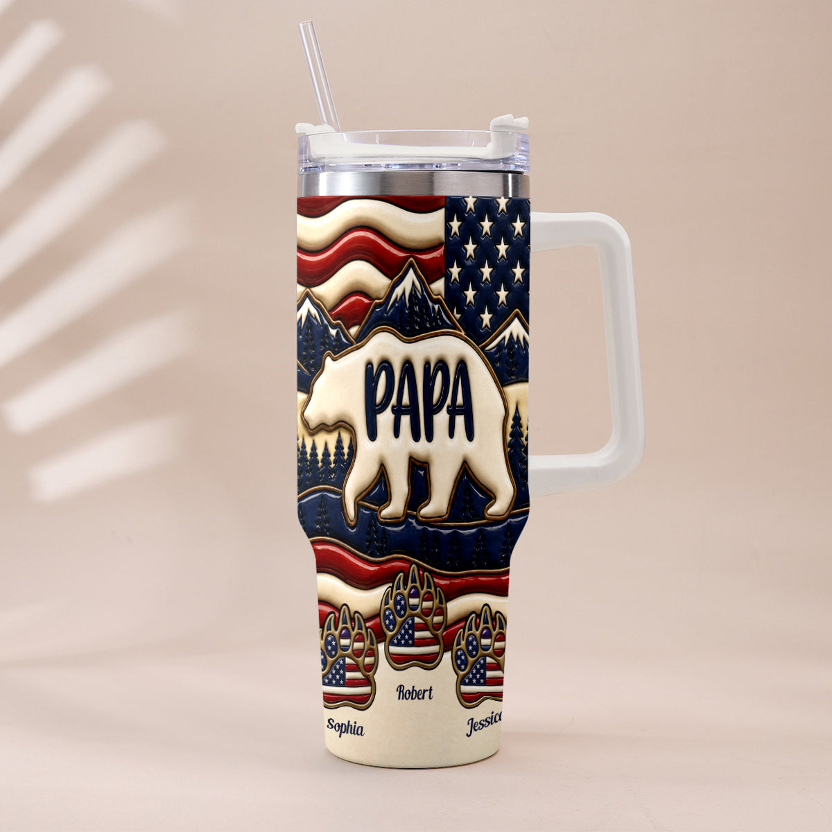 Proud Papa - Personalized Father Tumbler With Handle