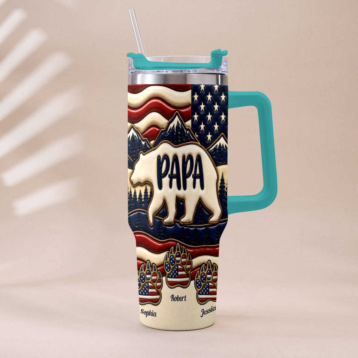 Proud Papa - Personalized Father Tumbler With Handle
