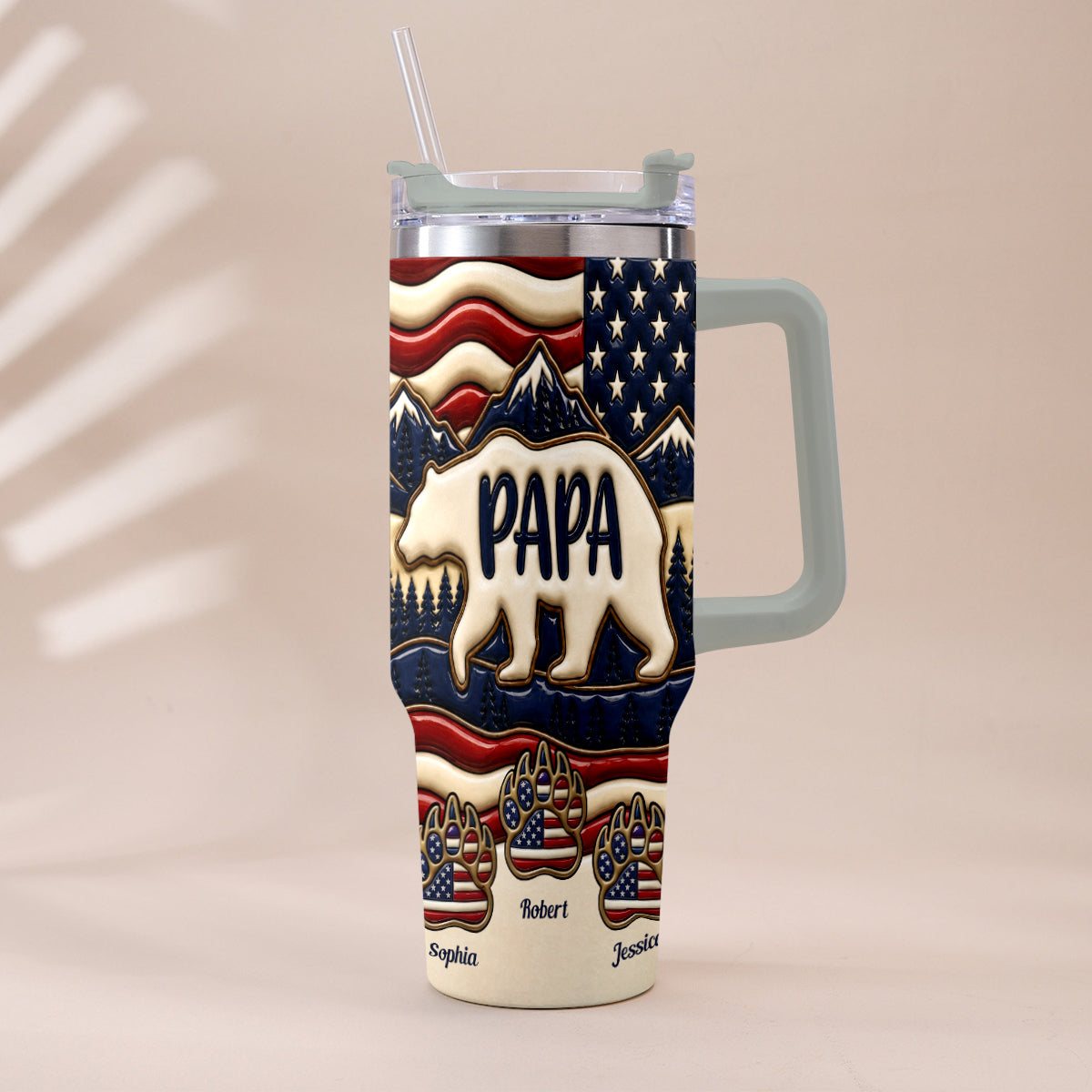 Proud Papa - Personalized Father Tumbler With Handle