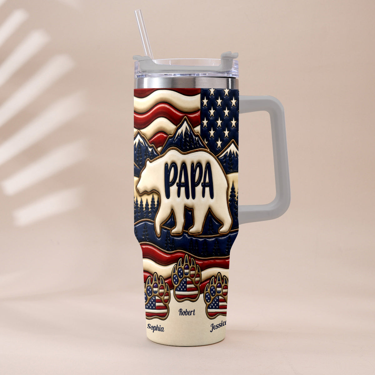 Proud Papa - Personalized Father Tumbler With Handle