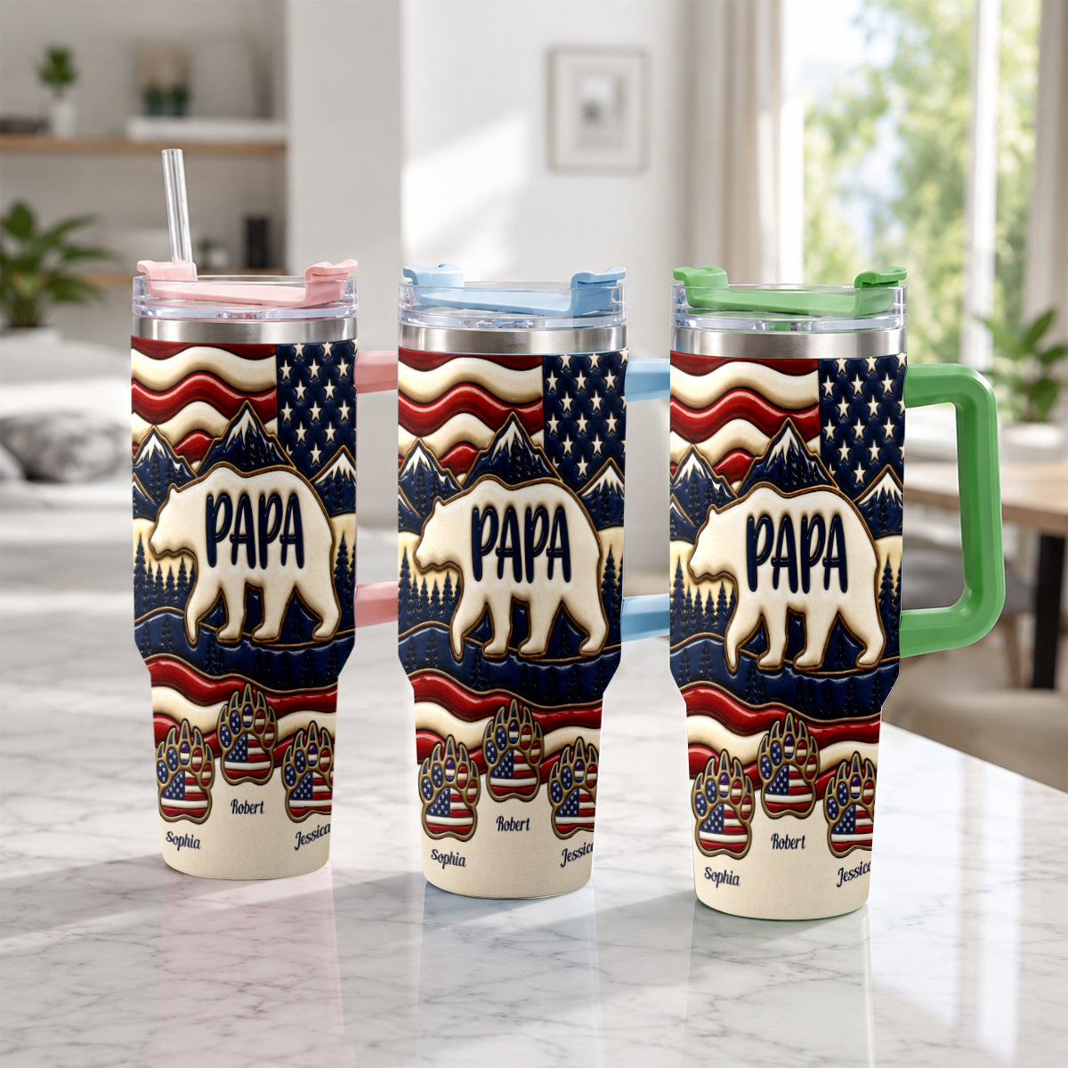 Proud Papa - Personalized Father Tumbler With Handle