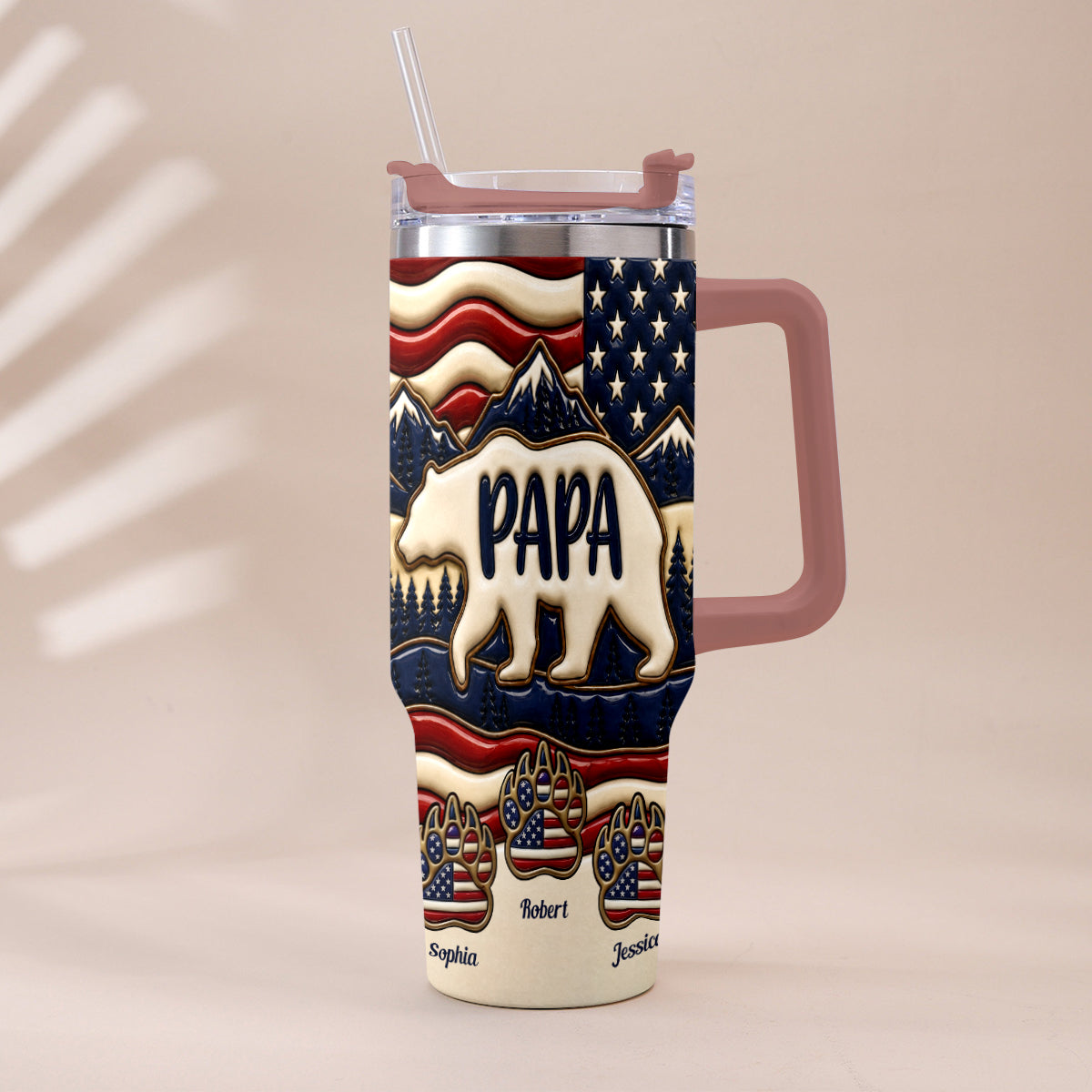 Proud Papa - Personalized Father Tumbler With Handle