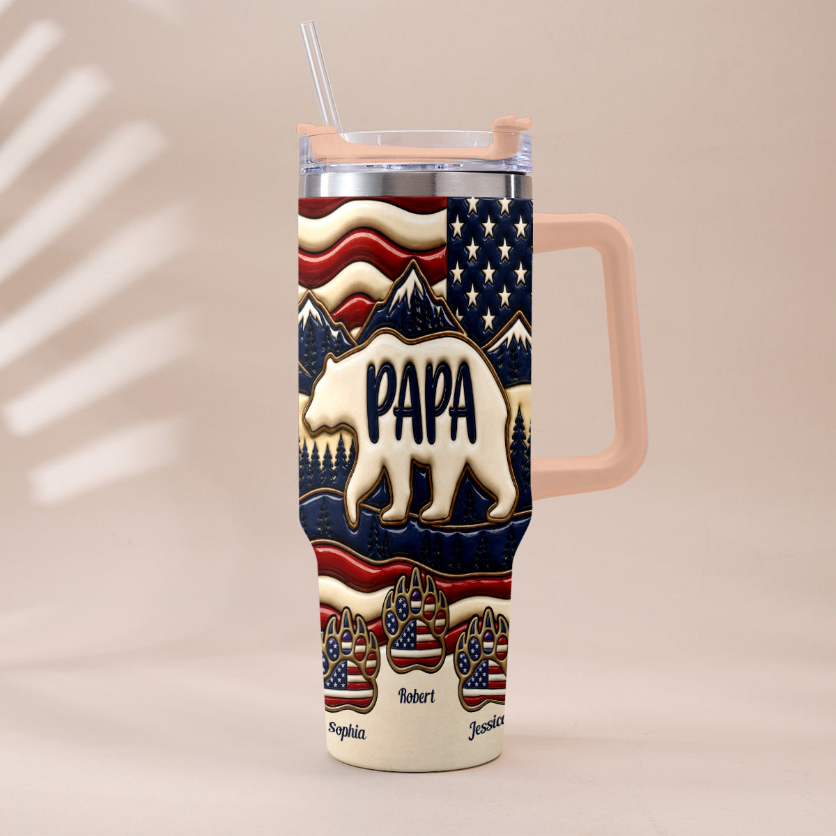 Proud Papa - Personalized Father Tumbler With Handle