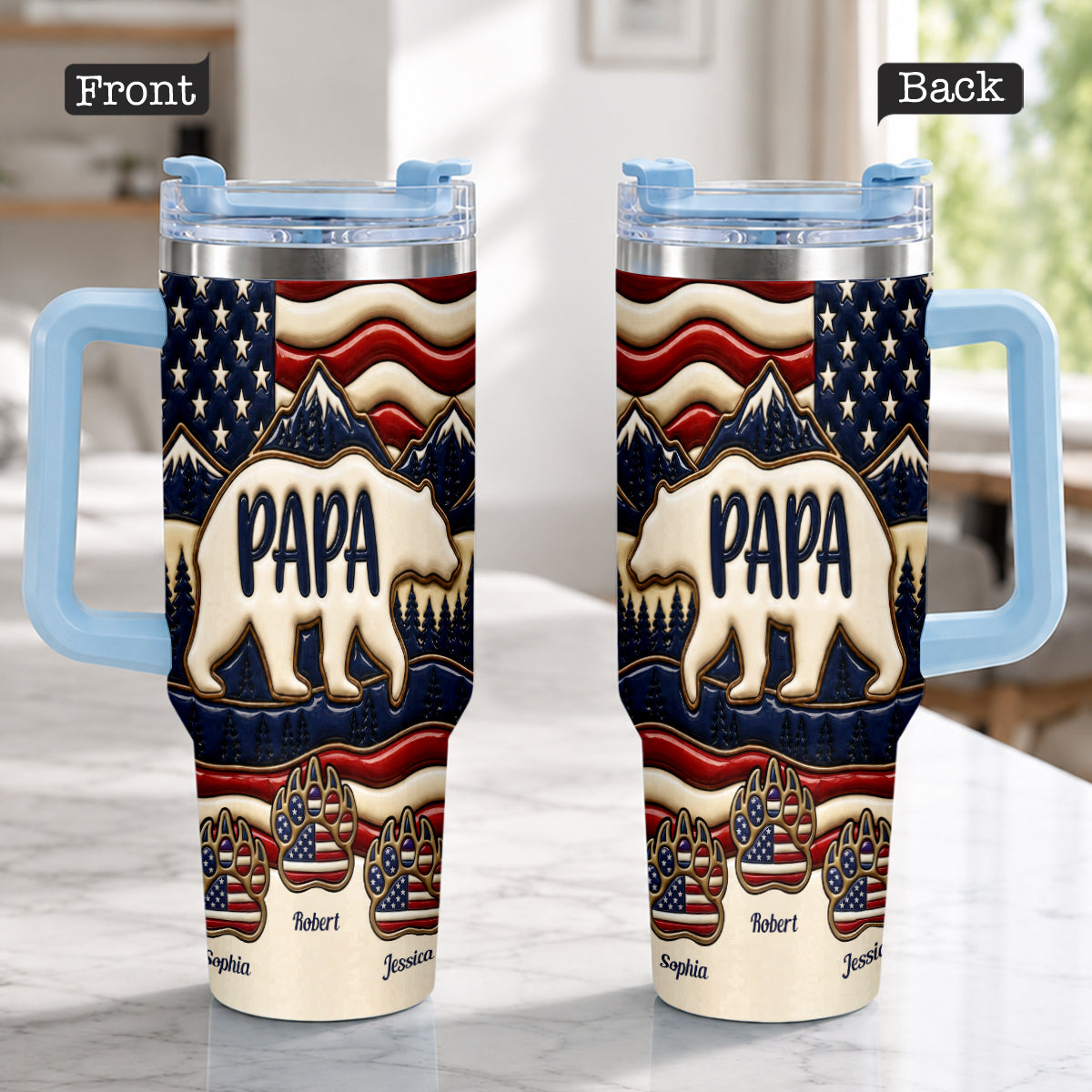 Proud Papa - Personalized Father Tumbler With Handle