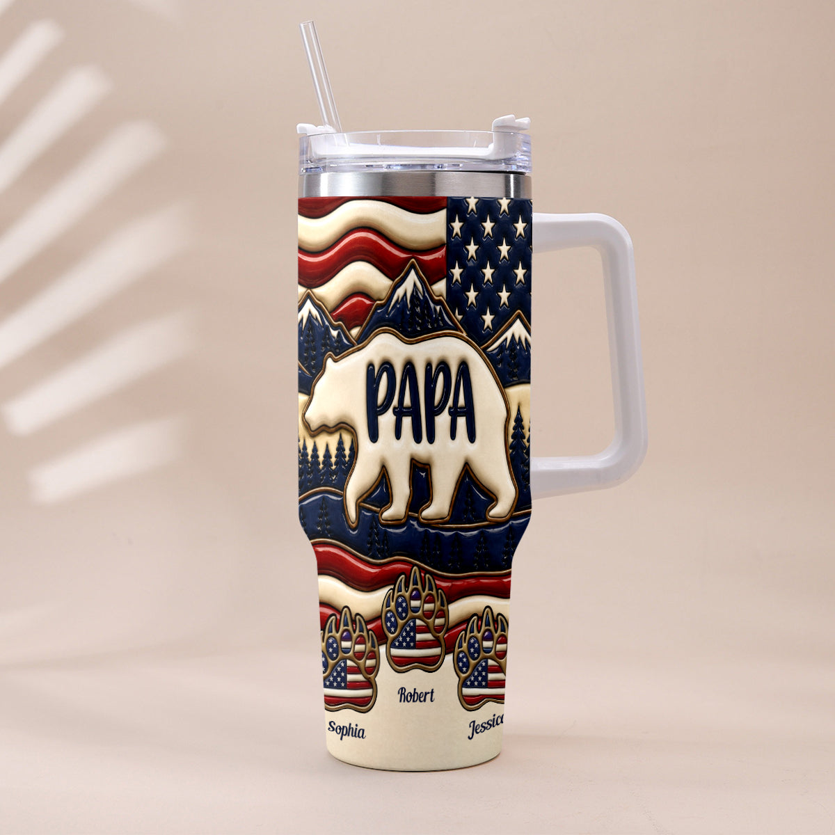 Proud Papa - Personalized Father Tumbler With Handle