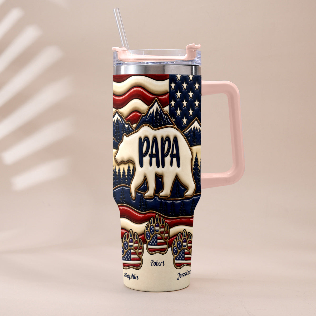 Proud Papa - Personalized Father Tumbler With Handle