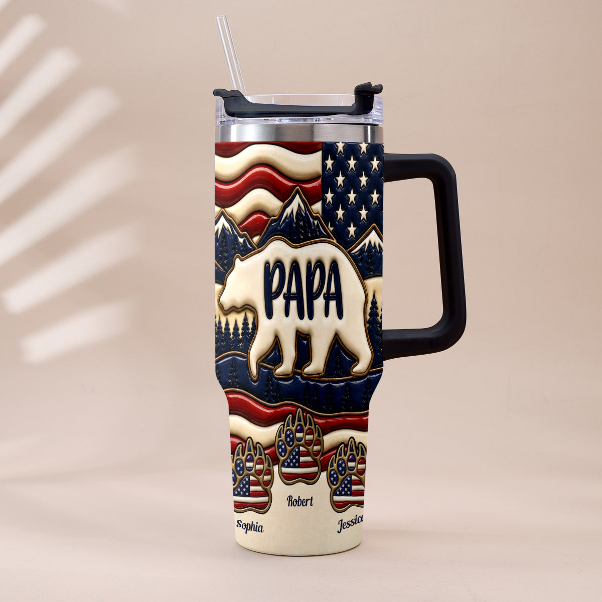 Proud Papa - Personalized Father Tumbler With Handle